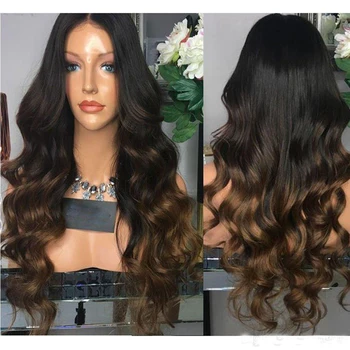 

Simbeauty Brazilian Remy Hair 360 Lace Wigs 1b/4/30 Ombre Blonde Brown Wavy 13X6 13X3 Lace Front Human Hair Wig Hair Full Wigs
