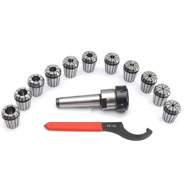 

11pcs 1/8-3/4 Inch ER32 Collets Chuck Set With MT2 Shank Handle Holder And Spanner For Milling Machine