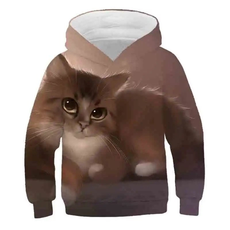 hoodie kid Girls Clothes Spring Summer Casual Boys Clothing Funny Cute Cat 3D Print Long Sleeve Sweatshirt Kids Children Fashion Tops baby hooded shirt