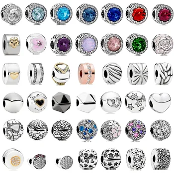 

Pdb 02 100% 925 sterling silver series jewelry hundreds of flat flower bracelets bucket love lersers clip ladies jewelry gifts