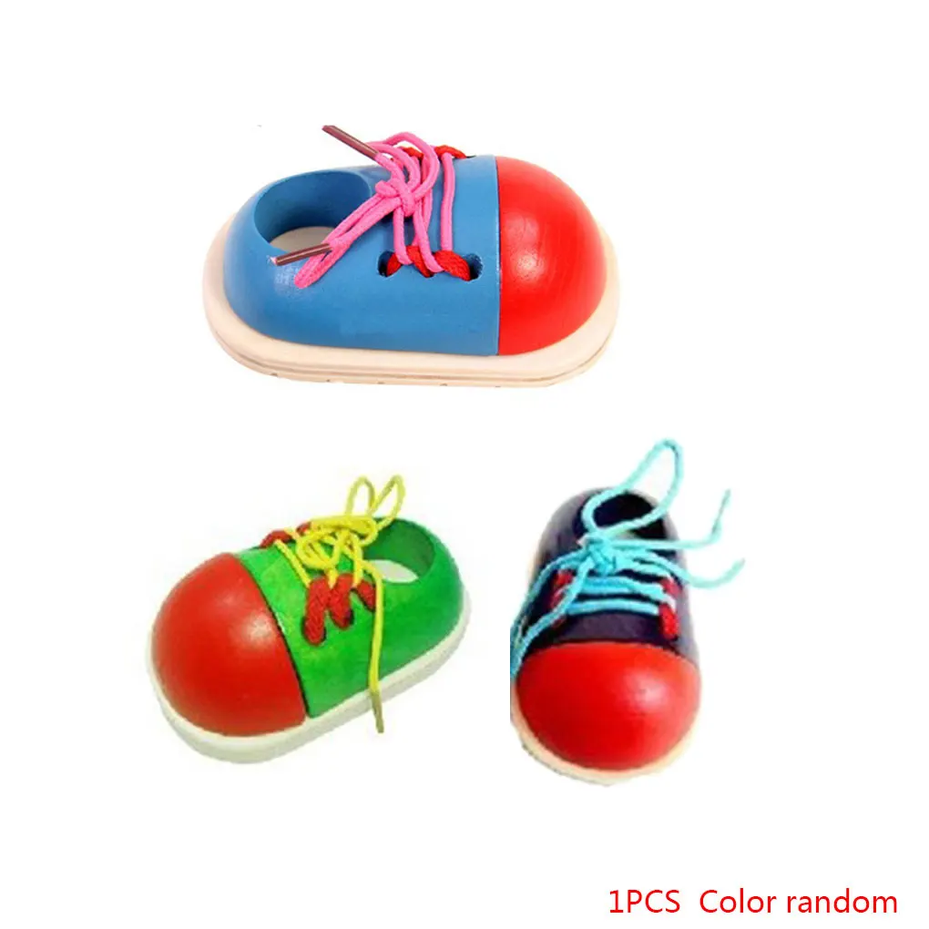  Kids Learning Educational Toys Children Wooden Toy Toddler Lacing Shoes Early Education Teaching Ai - 4000561148269