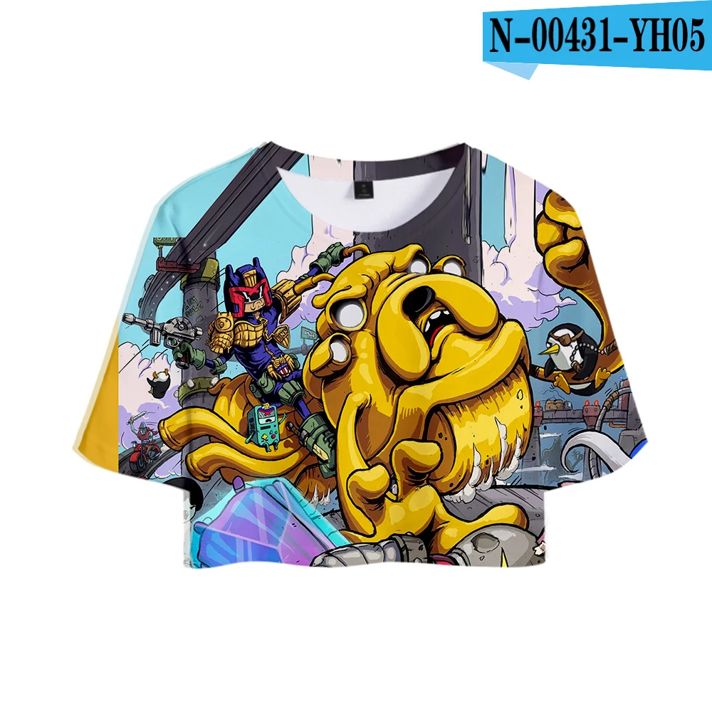 picture color Adventure Time Print Midriff-baring футболка сексуальная женская модная популярная Повседневная футболка Harajuku короткий рукав горячая распродажа - Цвет: picture color