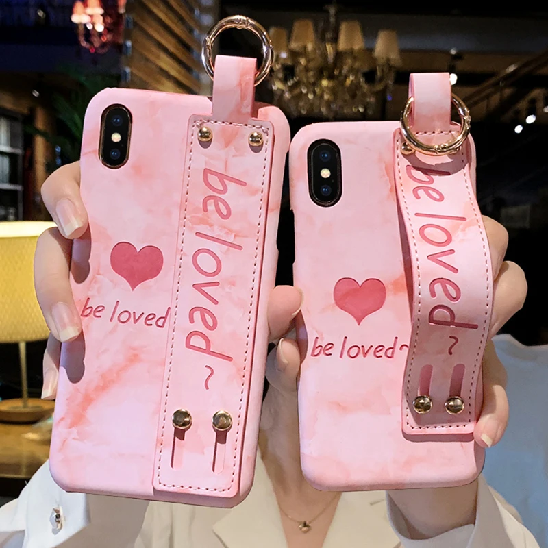 Чехол с милым сердцем для iphone X XS MAX XR 7 8 6 6S plus модный матовый браслет сумка