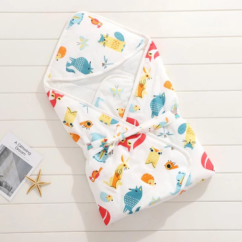 Baby hooded blanket Swaddling Blankets newborn Infant Swaddle wraps Sleeping Bag winter cotton for stroller