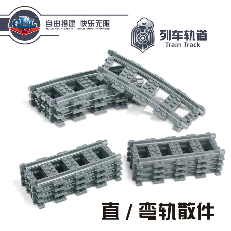 

City Compatible with Legoinglys Trains Rails Track Railway model sets Forked Straight Curved Building Blocks Bricks Toys