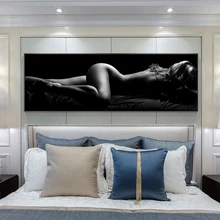 Póster Artístico de retrato desnudo impreso en lienzo, pintura Sexy para dormir en blanco y negro, imagen artística de pared para decoración de sala de estar