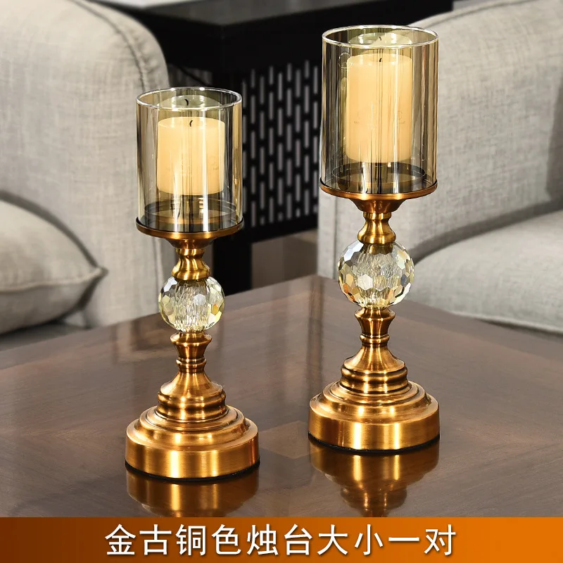 2PCS SET Европейский Стиль железные, с кристаллами аксессуары для украшения дома подсвечник для романтического ужина Candelabros Decorativos De велаш P1902 - Цвет: 2PCS SET