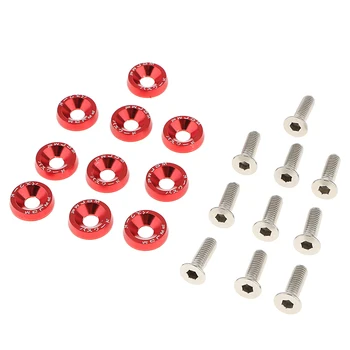 

10x Anodized Turned Aluminium Countersunk Washers Cup Head Screw Gasket Red