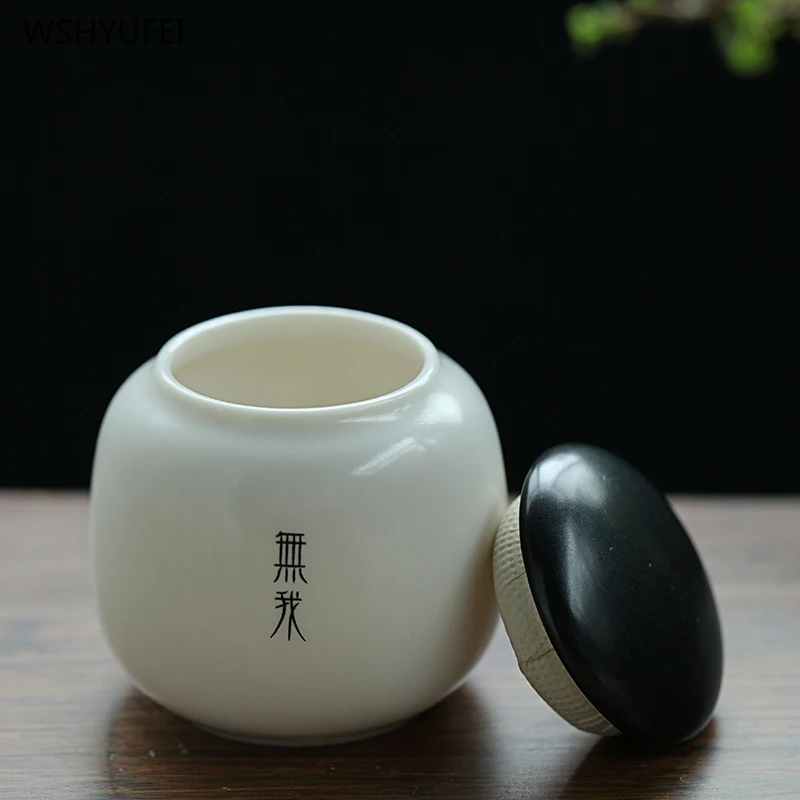 Simple retro portable travel home Ganoderma lucidum tea coffee bean biscuit candy sealed jar pill powder ceramic storage tank