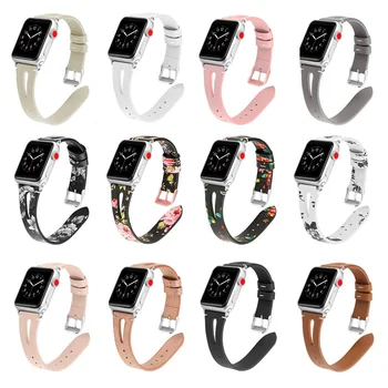 

Genuine Leather Slim Loop for Apple Watch Series 5 4 3 2 Leopard Printed Band 44mm 40mm for Iwatch 38mm 42mm Glitter Bling Strap