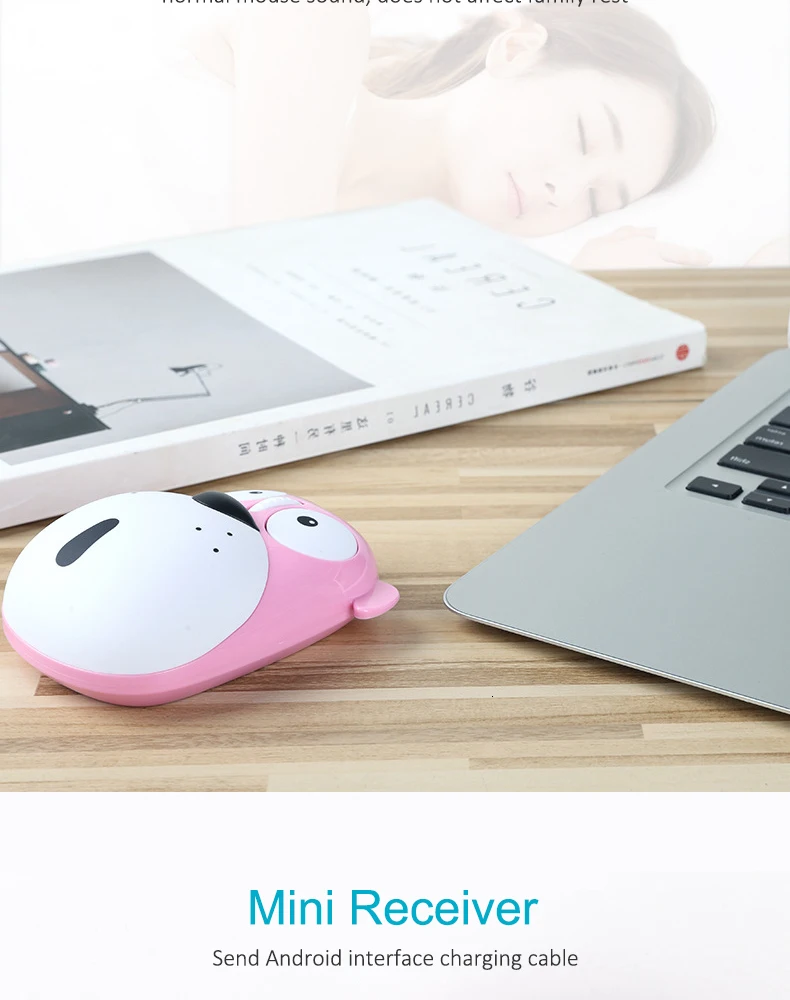 Милая Беспроводная Usb мини компьютерная мышь эргономичная перезаряжаемая Бесшумная оптическая PC Mause розовая собака 3d животные мыши для детей Mac ноутбук