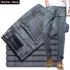 2022 New Men's Jeans Classic Style Business Casual Advanced Stretch Regular Fit Denim Trousers Grey Blue Pants Male ► Photo 1/6