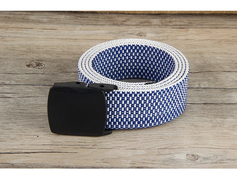 elastic belt for men Fashionable Plastic Button Leisure Student Stripe Canvas Woven Belt mens black belt