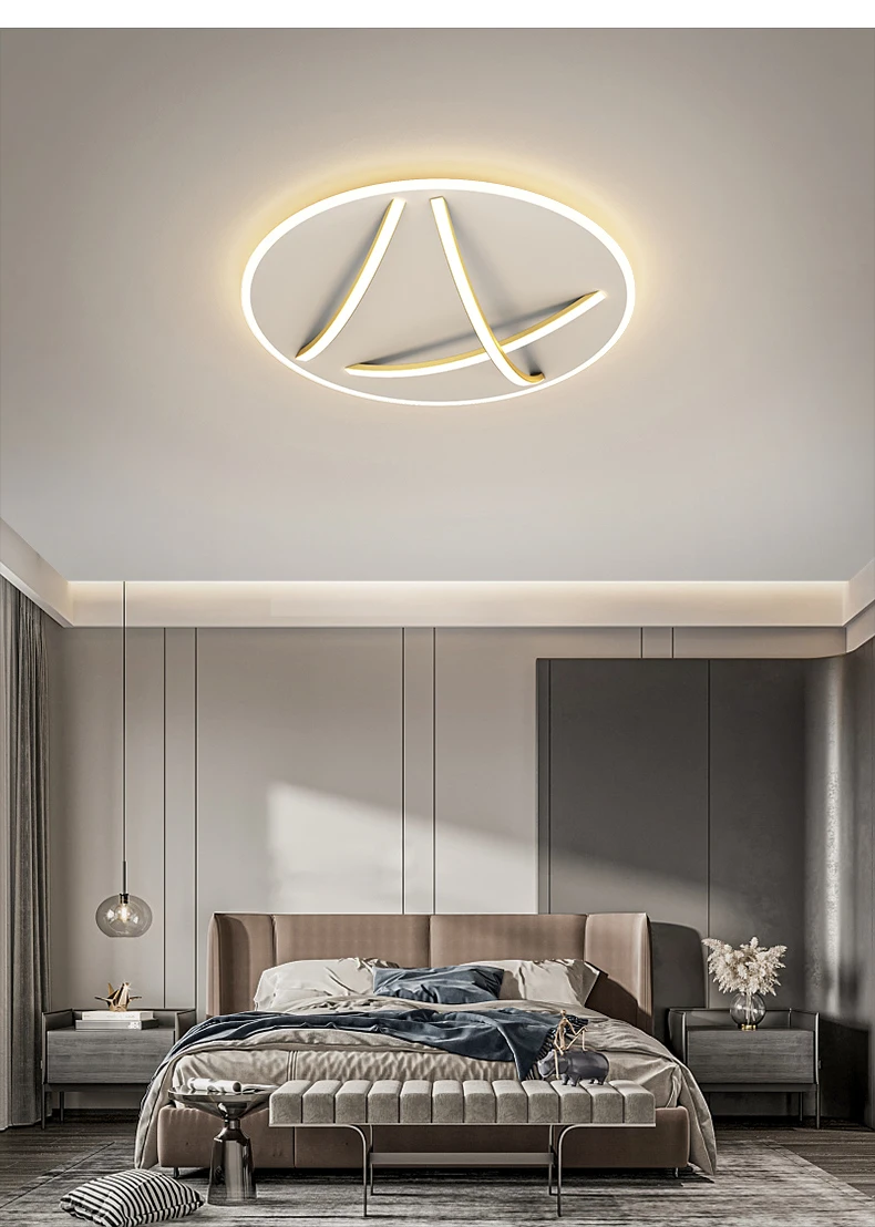 crystal chandelier Bedroom ceiling lamp led creative Nordic lamps modern minimalist household round balcony room lamp master bedroom lamp modern chandelier lights