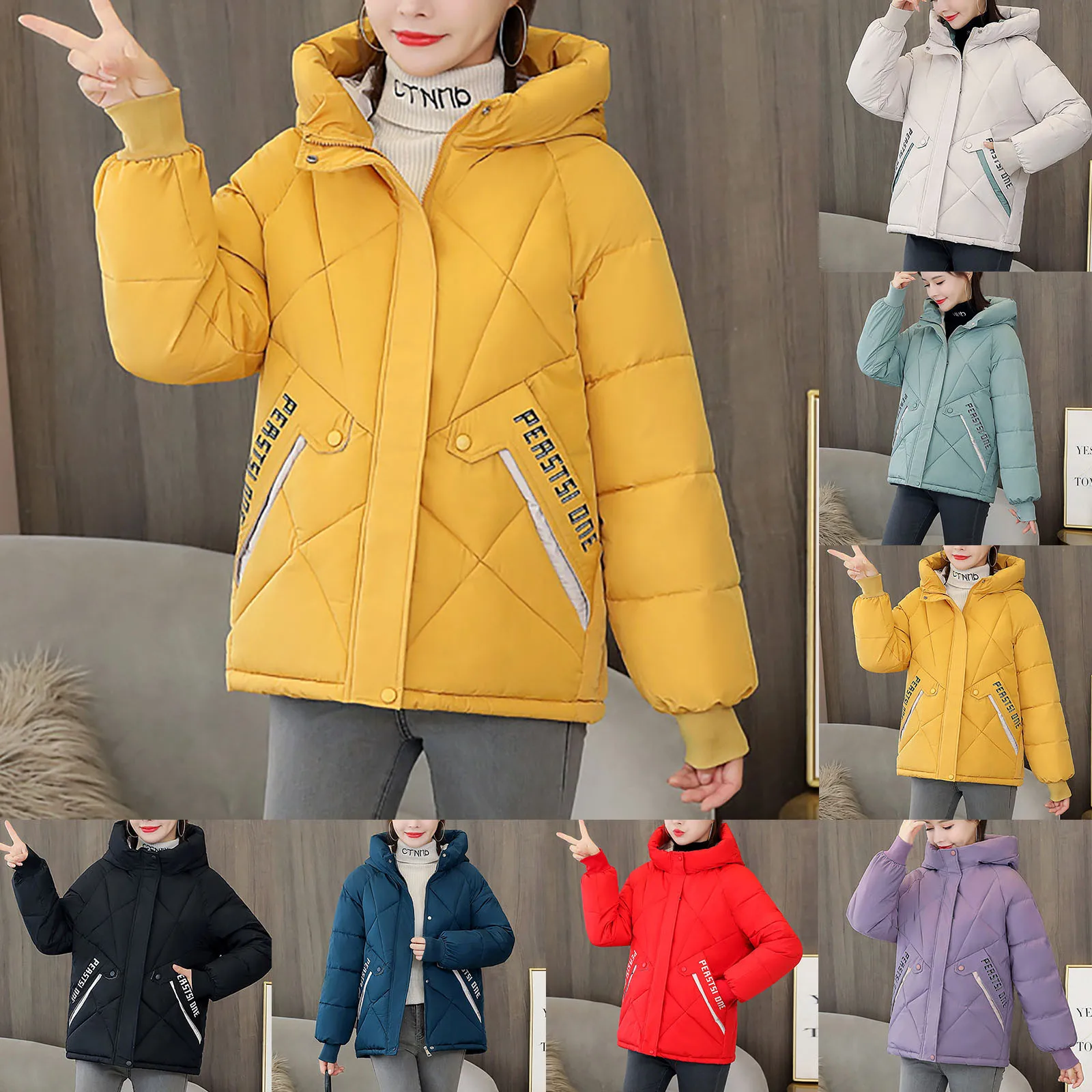 

Winter Coat Women 2020 Fashion Winter Jacket Women Cotton padded Parka Outwear Hooded 7 Colors Solid Female Jacket Coat ало