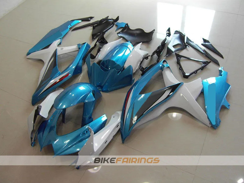 Топ(литье под давлением) ABS обтекатель наборы подходят для Suzuki GSX-R600 GSX-R750 K8 2008 2009 2010 Обтекатели набор на заказ Небесно-Голубой
