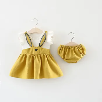 

2020 Summer Style Newborn Baby Girl Dresses Sets Infant Rabbit Ears Suit Babies Girl Clothes Short Sleeve Toddler Girl Clothes