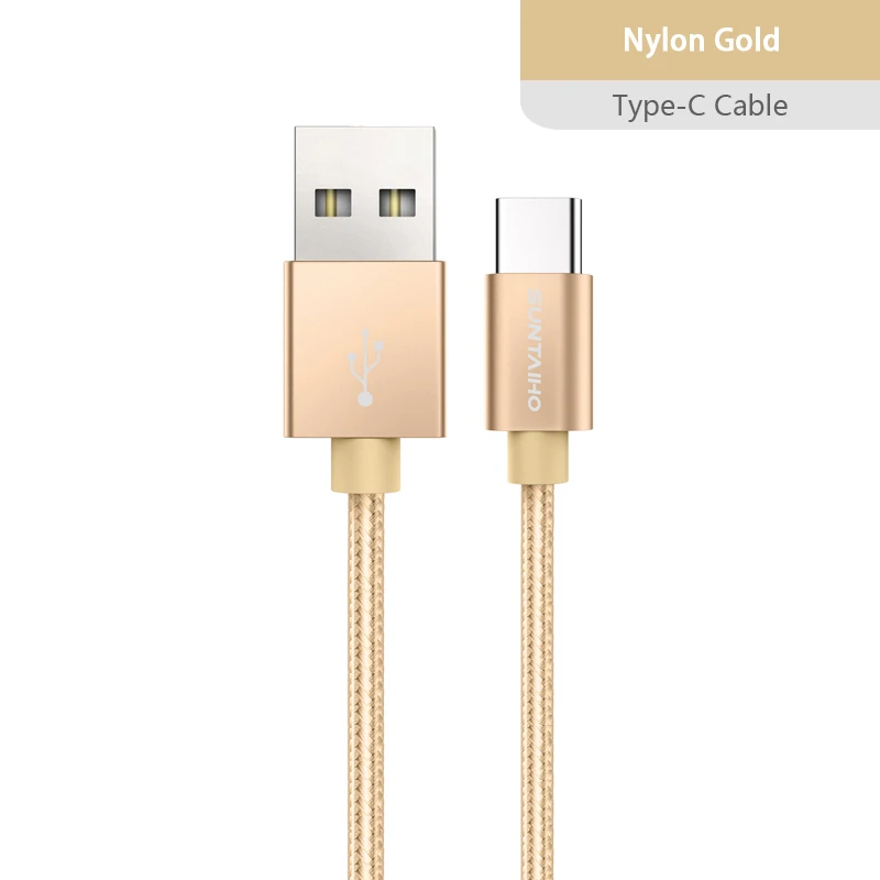 Gold Suntaiho USB Type C кабель redmi note 7 шнур для зарядки для самсунг быстрой зарядки для samsung galaxy s9 s8 usb c cable data cord XiaoMi F1 mi6 Быстрая зарядка кабель редми нот 7 плетеный нейлоновый - Цвет: Gold