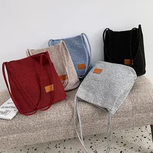 Женские сумки-тоут, модная Льняная сумка, лаконичная Большая вместительная женская сумка для покупок в стиле Харадзюку