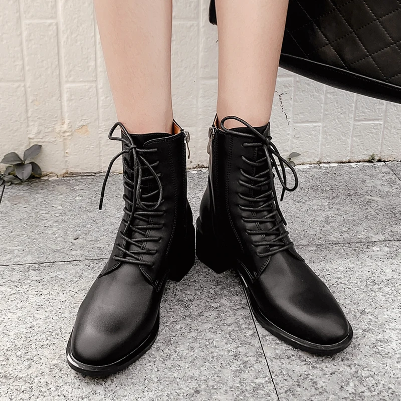 Off White/ботильоны Martens женская зимняя обувь ботинки в байкерском стиле на шнуровке