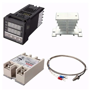 

Digital 220V PID REX-C100 Temperature Controller + max.40A SSR + K Thermocouple, PID Controller Set + Heat Sink