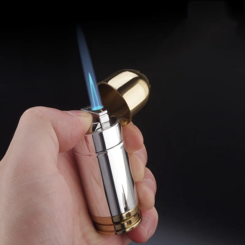 

Bullet Shaped Lighter Refillable Metal Butane Gas Torch Lighters Jet Blue Flame for Men Cigarette Cigar