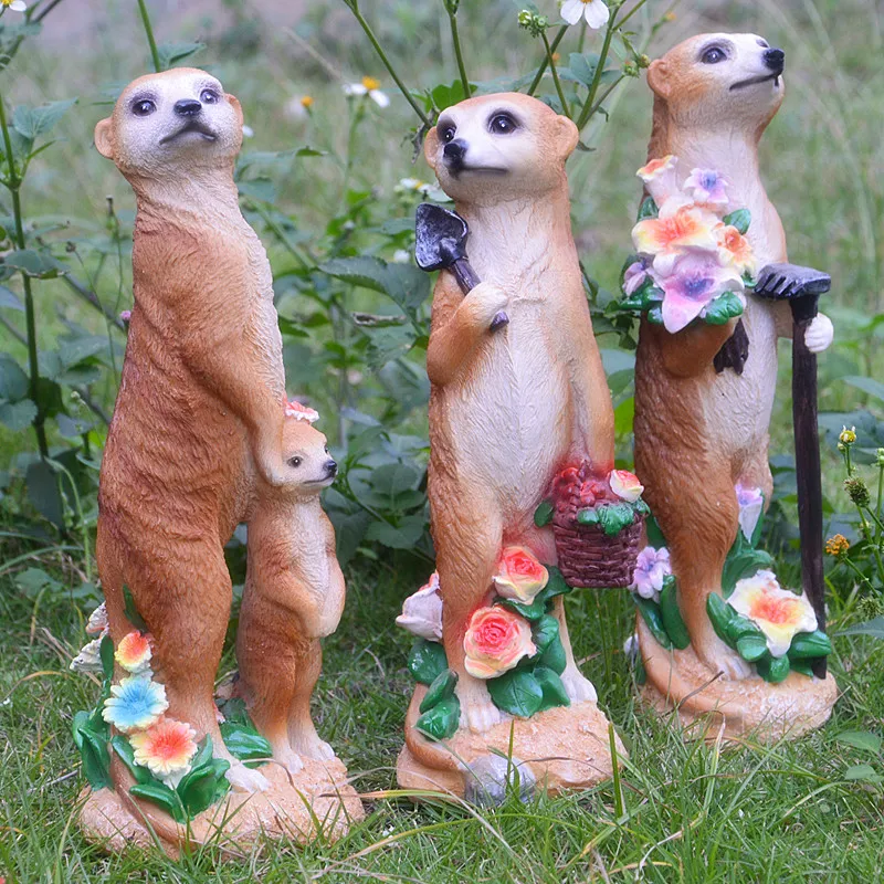 

Outdoor Animal Meerkat Groundhog Resin Statue Ornaments Garden Landscape Sculpture Crafts Courtyard Lawn Figurines Decoration
