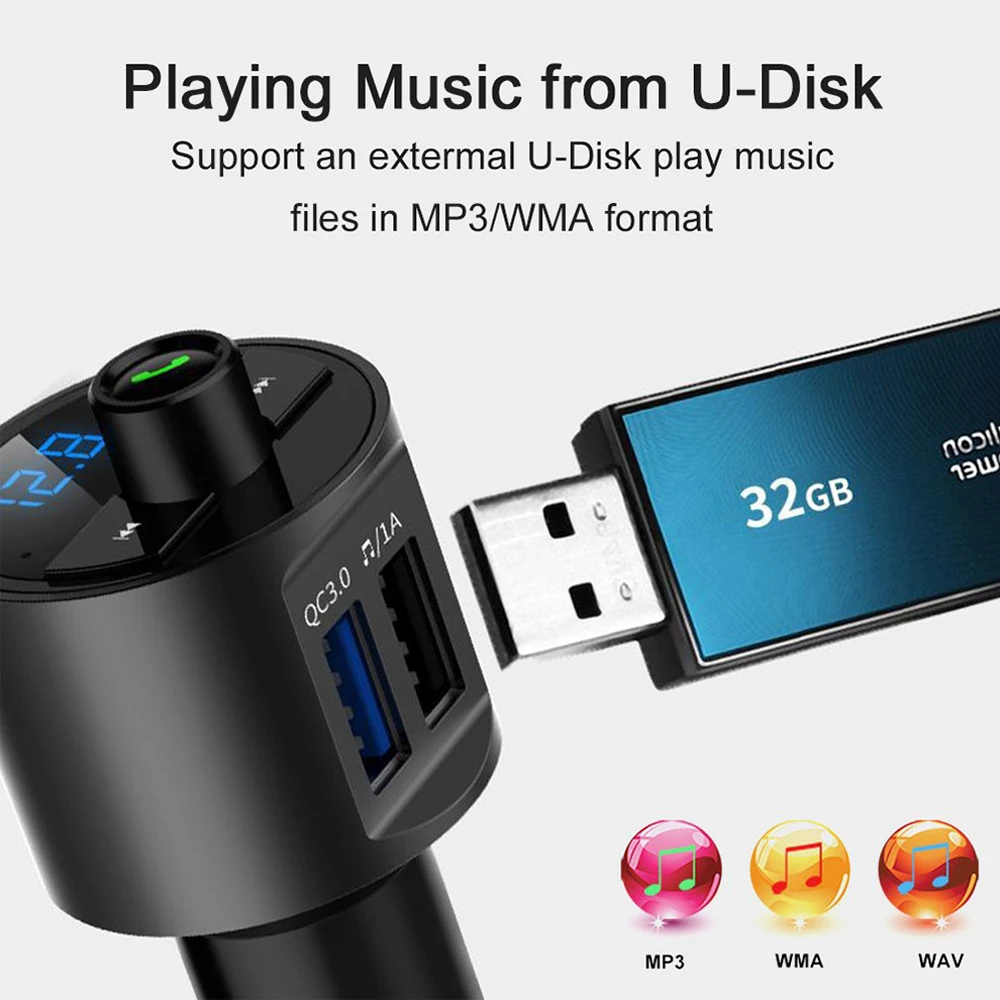 Bluetooth fm-передатчик QC3.0 двойной USB быстрое автомобильное зарядное устройство с модулятором USB передатчик автомобильный комплект громкой связи приемник адаптер