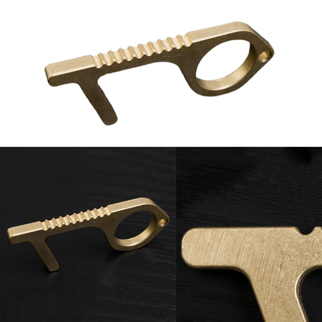  Brass Door Opener Elevator Handle Key Keychain Avoid Touching