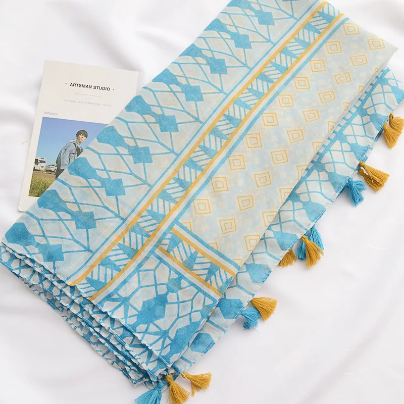 Хлопковые и конопляные шарфы женские солнцезащитные Шали на море весной летом