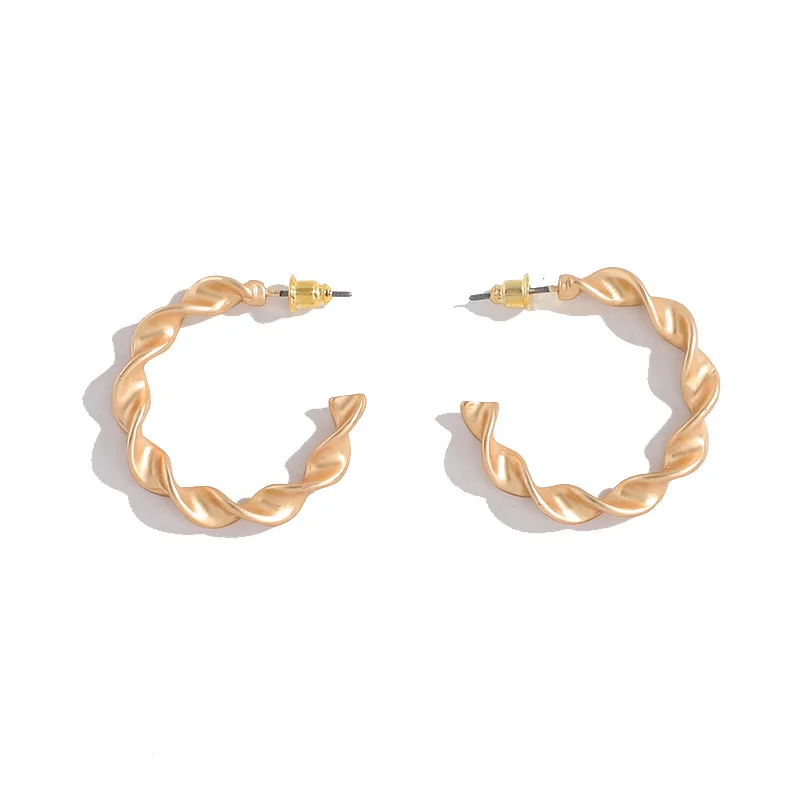 IGU Korean Temperament Matte Twist Earrings Women 30mm Wedding Party Prom Jewelry Accessories