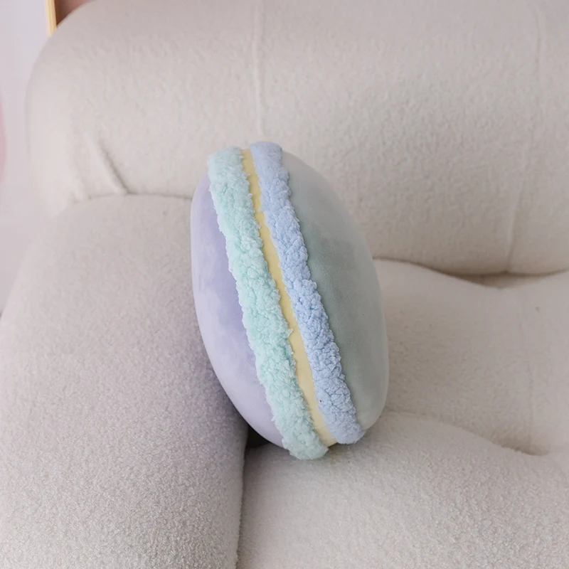 New Pure Color French Macaron Round Cake Creative Plush Doll Pillow Cushion Gift With Core Home Decoration