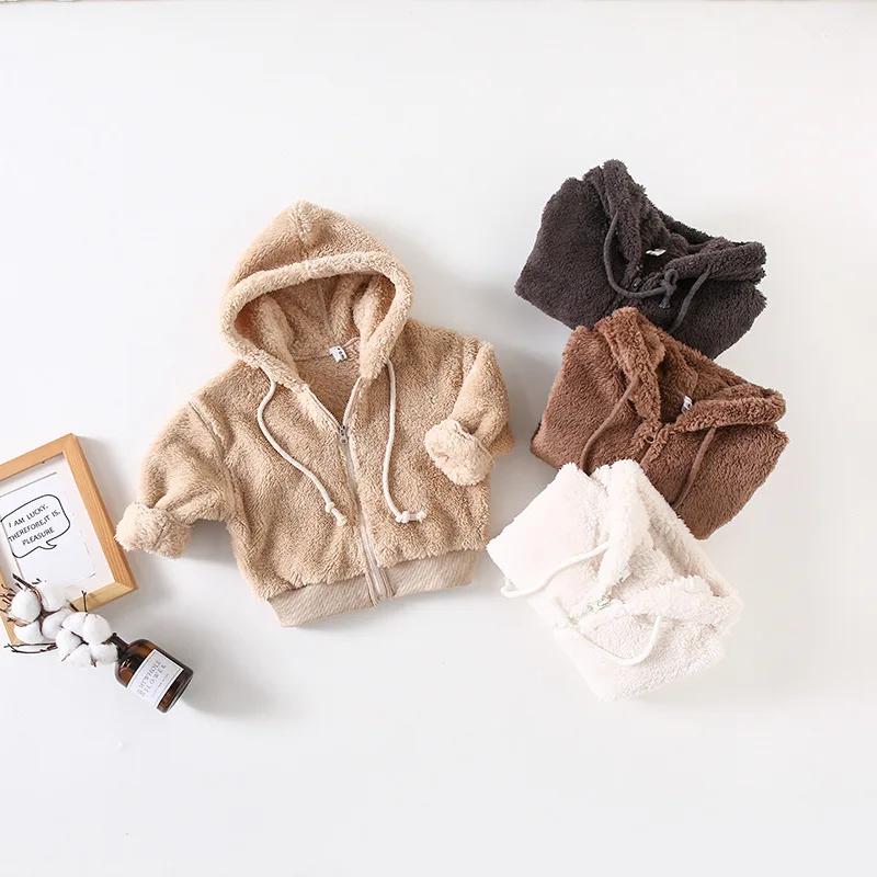 

INS Autumn And Winter plus Velvet Female Baby 4-Color Plush Zip-up Jacket