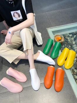 

Candy-colored slippers female 2020 new summer Baotou without inner net red women's shoes without heel lazy shoes women