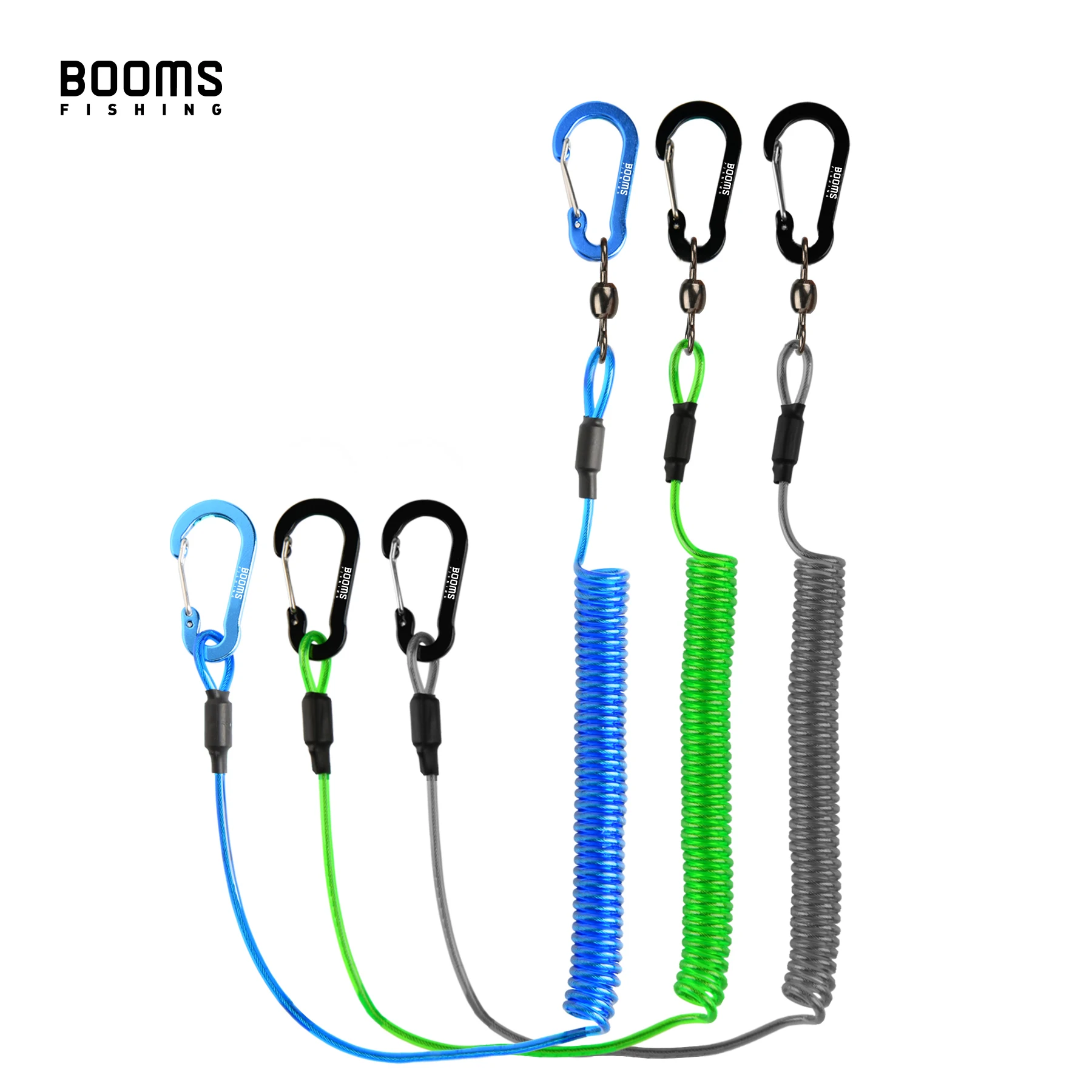 Booms Fishing T02 2pcs Heavy Duty Fishing Lanyard for Boating Ropes with Camping Carabiner Secure Lock Fishing Tools Accessories