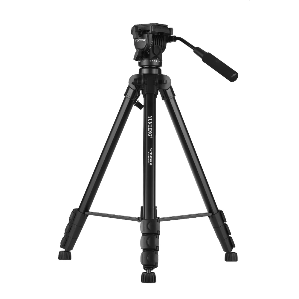 

VCT-999RM Video Tripod Professional Aluminum Alloy w/Fluid Pan & Tilt Head for Canon Nikon Sony Max. Height 206cm Max. Load 5kg