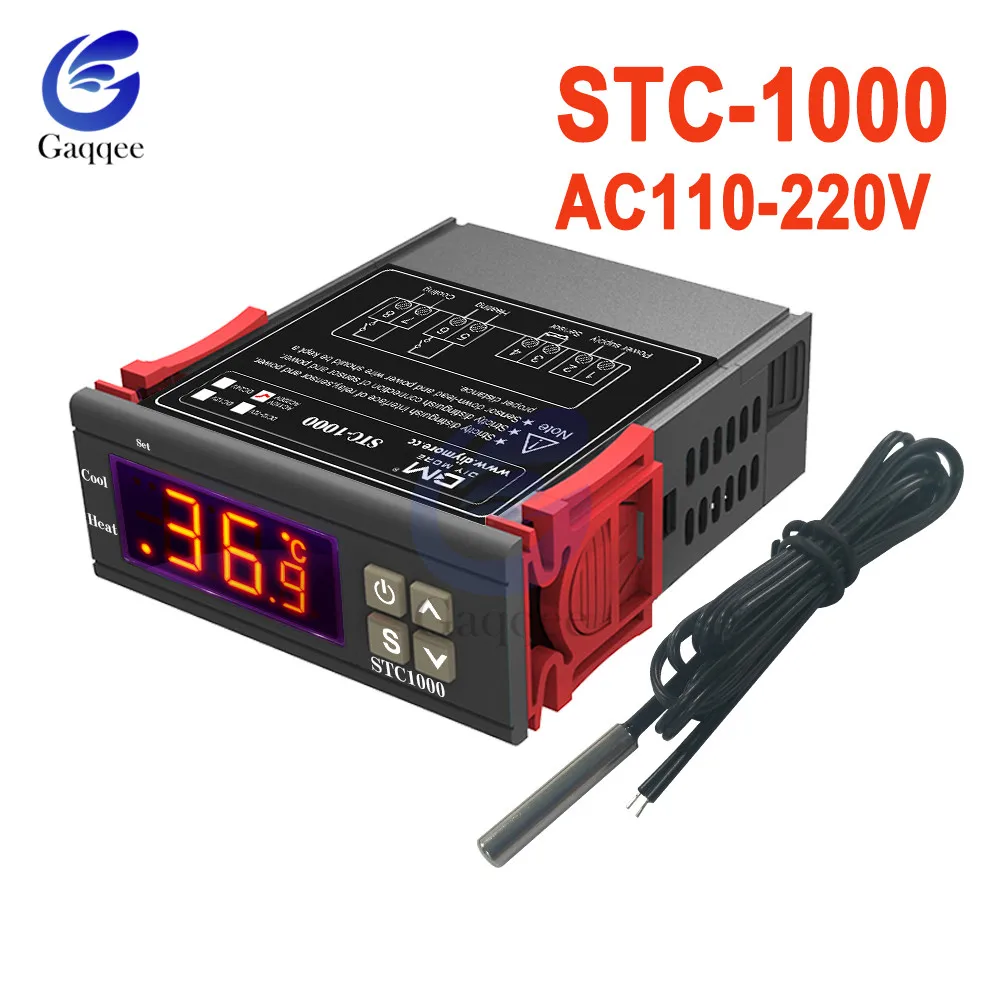 Цифровой Температура контроллер термостат терморегулятор инкубатор РЕЛЕ Светодиодный 10A нагревательные охладительные терморегулятор STC-1000 220V - Цвет: STC-1000 AC110-220V