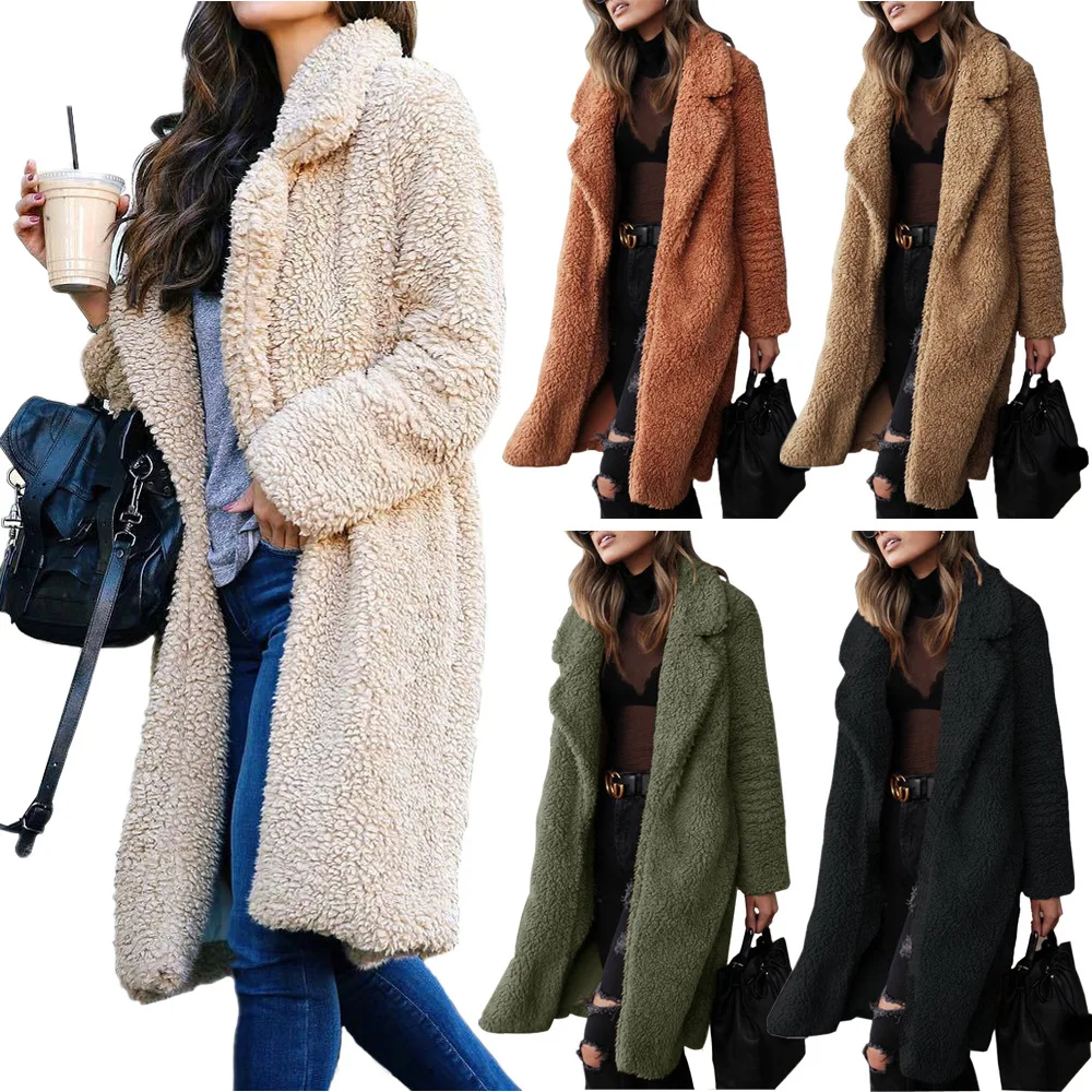 

Elegant Long Faux Fur Coat Women 2019 Autumn Winter Warm Soft Fur Jacket Female Plush Overcoat Pocket Casual Teddy Outerwear