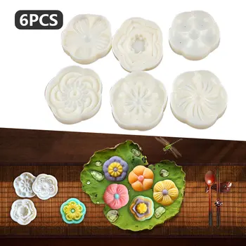 

6 Style Stamps Economic Pineapple Cake Mold Chinese Pastry Creative Baking Accs. Moon Cake Mold Cookie Cutters 50g Kitchen Tool