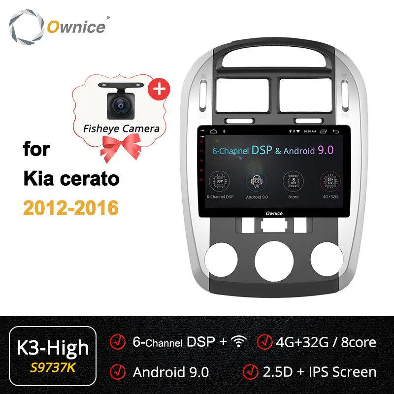 Ownice K1 K2 K3 Octa core Android 9,0 Авто Радио DVD мультимедиа плеер аудио стерео для KIA Cerato 2010 2011 2012 2013 радио gps плеер DVD - Цвет: S9737 K3-High
