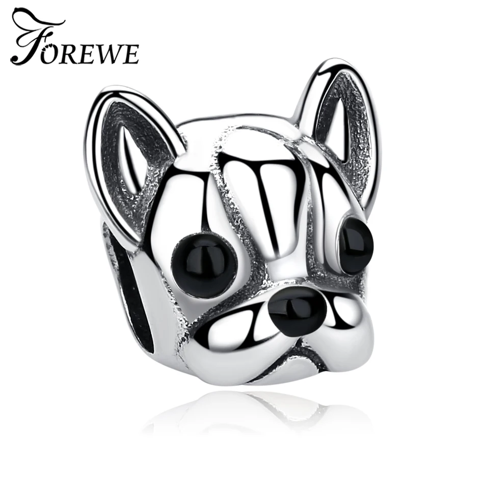 Forewe, Настоящее серебро 925 пробы, милые собачки, животные, ЛОЯЛЬНЫЕ партнеры, бусины, подходят для женщин, очаровательные браслеты, собака, сделай сам, ювелирные изделия