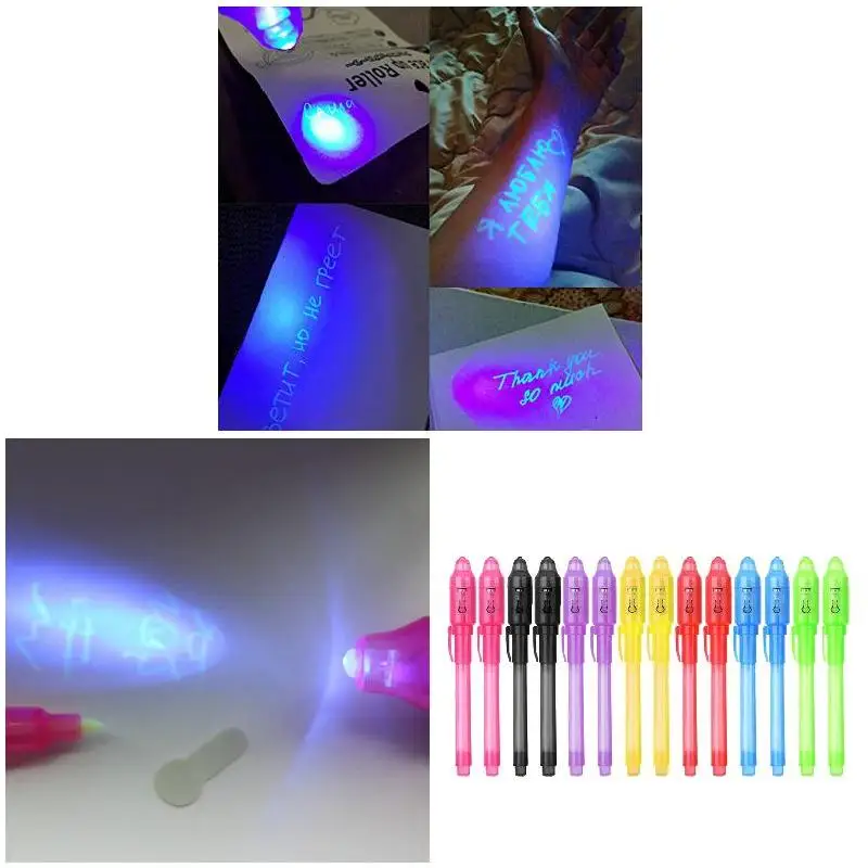 Invisible Ink Pen Magic Pen Magic Light Pen 2/4/8/14pcs UV Light Pen Invisible Magic Pencil Secret Fluorescent Pen for Writing Pad Kids Child Drawing Painting Board DJA88