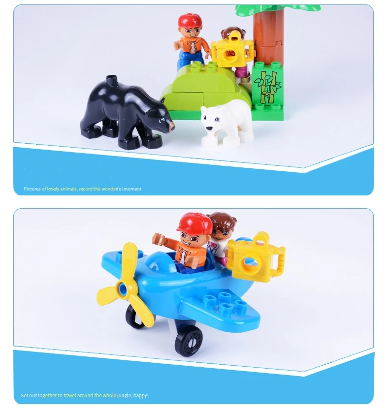 3 комплекта Конструкторы duplo большие наборы джунглей животных блоки Большой размер DIY светящиеся кирпичи совместимые Фигурки Игрушки для маленьких детей