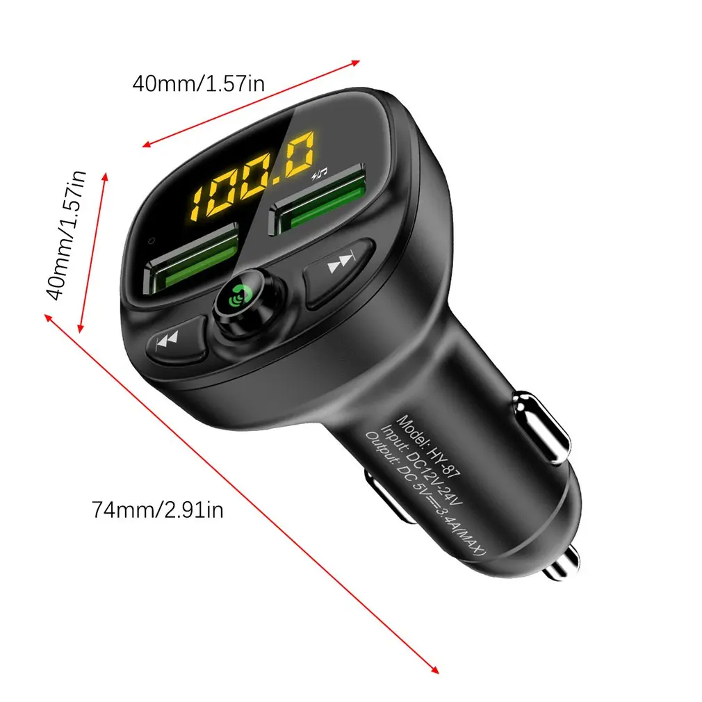 MP3 Player FM Transmitter Handsfree Wireless Radio Adapter USB Car Charger 2.1A MP3 Player SD Music Playing
