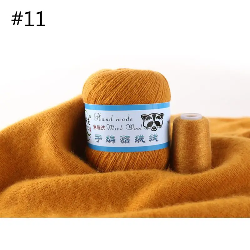 011 31 стиль, 50 г, кашемировая длинная плюшевая пряжа с шерстью норки, мягкая норковая шерсть, ручная вязка, роскошный вязаный крючком шарф, не скатывается, зимний шарф - Цвет: 011