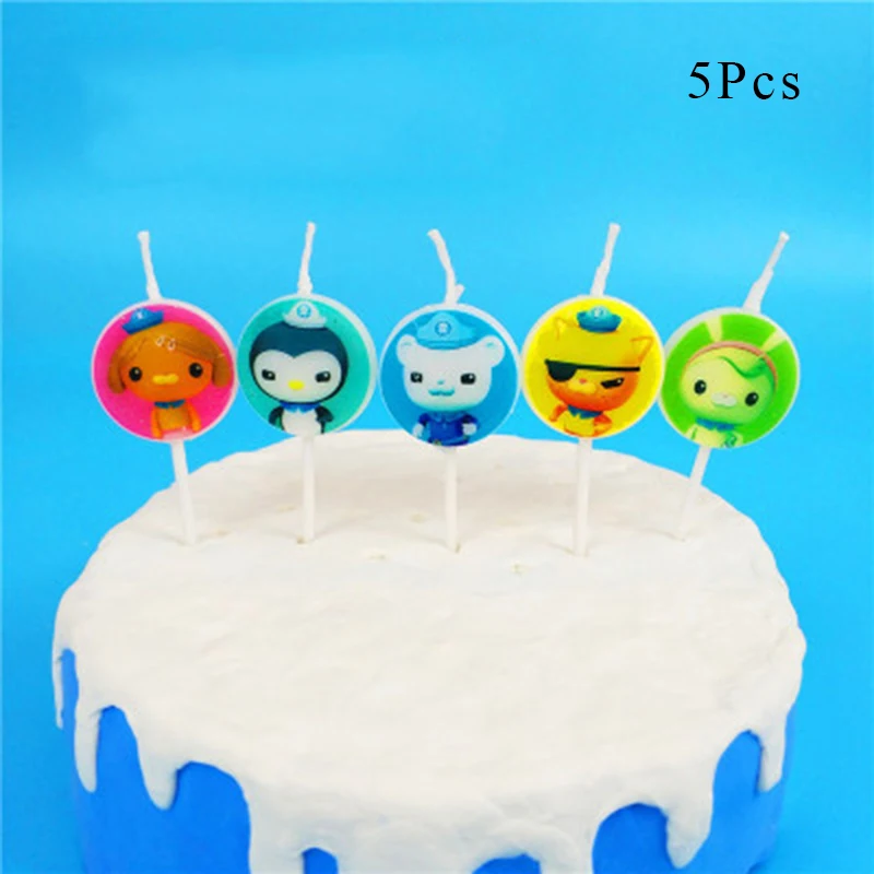 Octonauts тема вечерние украшения барнакулы Kwazii песо бумажный стаканчик, тарелка, шляпа, Детские воздушные шары для вечеринки на день рождения - Цвет: Candle x 5