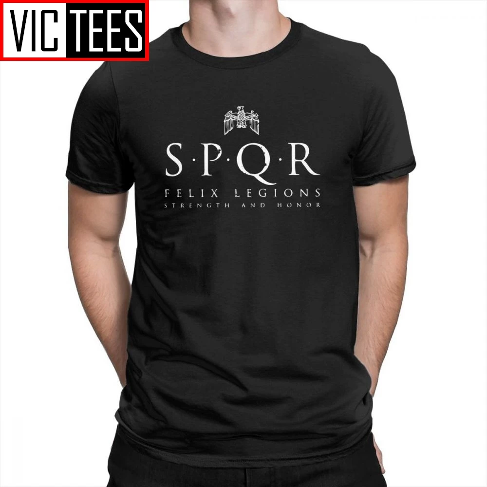 Футболка SPQR Мужская винтажная из чистого хлопка с коротким рукавом и круглым