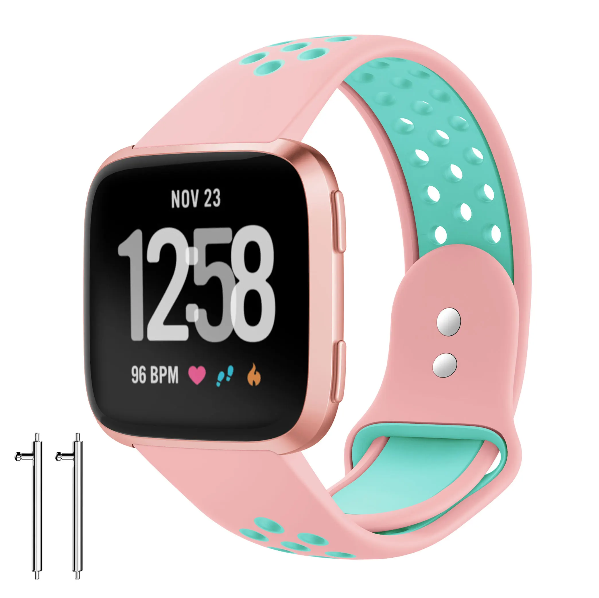 

Yayuu Silicone Sport Watchband Smart Watch Replacement Bracelet Band Adjustable WristStrap with Two-tone For Fitbit Versa 1/2
