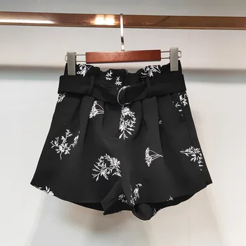 

Women Pants New Shorts Women Embroidery Pattern Belt Women's Fashion Shorts