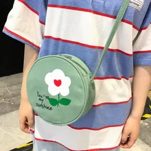 Милая холщовая маленькая круглая сумка женская Весенняя новая стильная повседневная модная сумка через плечо в Корейском стиле с мультяшным принтом